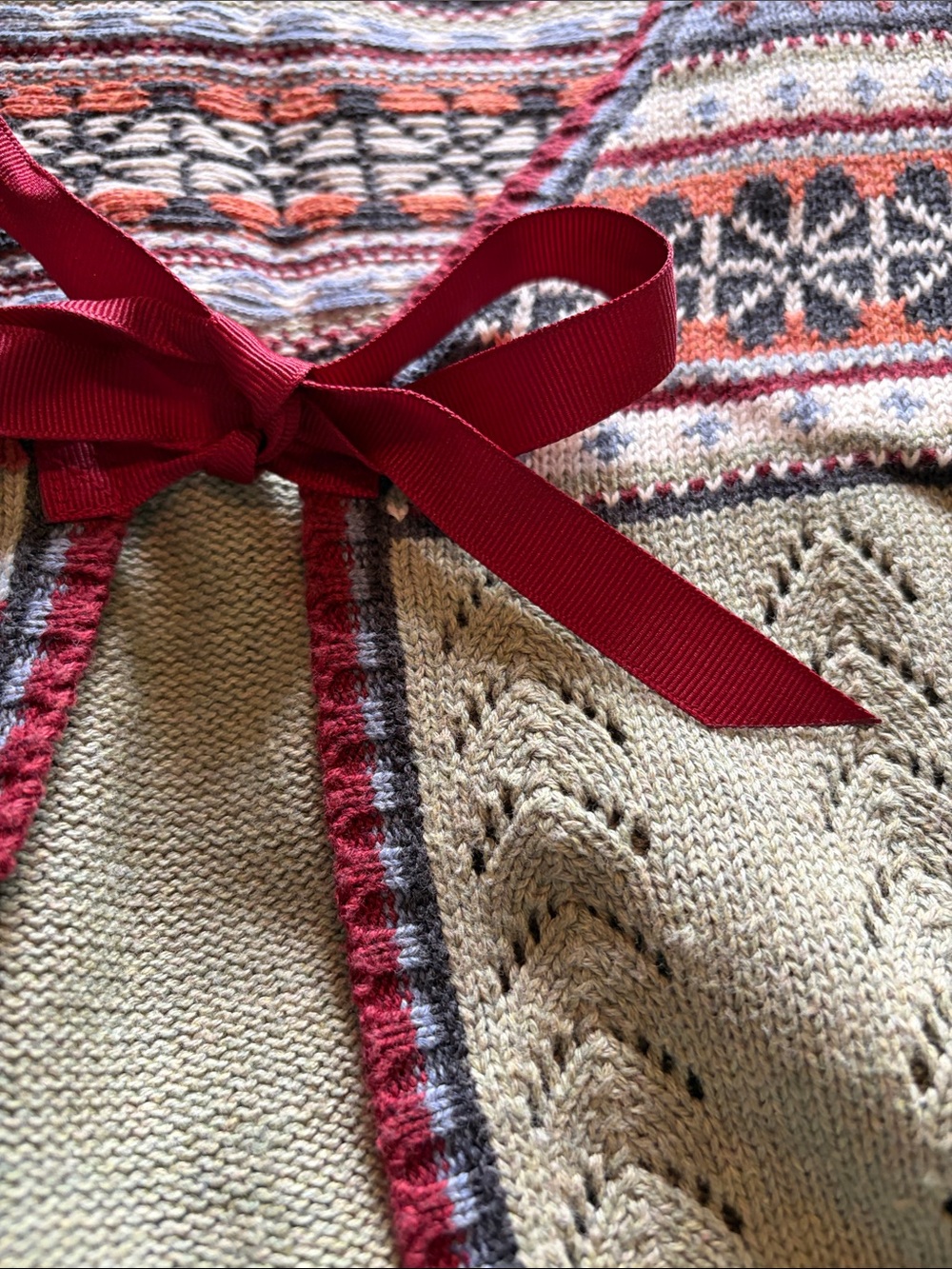 Hanna Andersson tie front cardigan ribbon woman’s sz L Fair Isle Tie M? - Picture 6 of 9
